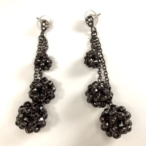 R.J. Graziano—3 Tier Drop, Black Ball Earrings—Absolutely Fun!